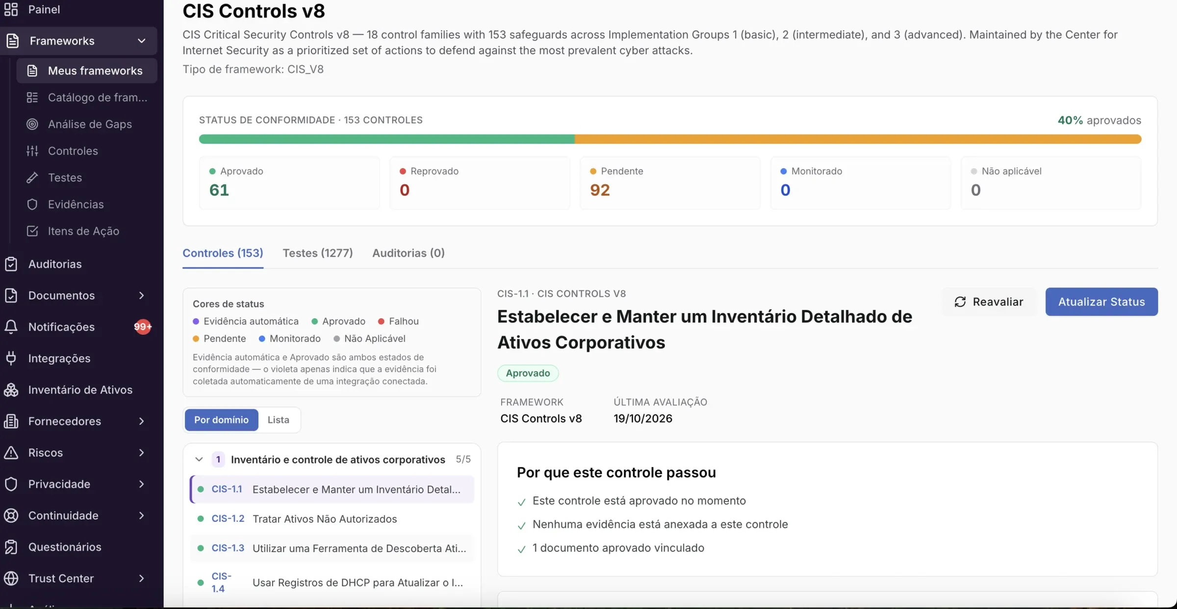 Frameworks – CIS Controls v8: o que a plataforma cobre