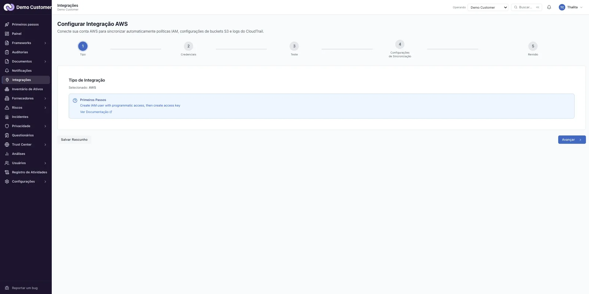 Integrações – Catálogo: conectar, pausar e remover uma integração