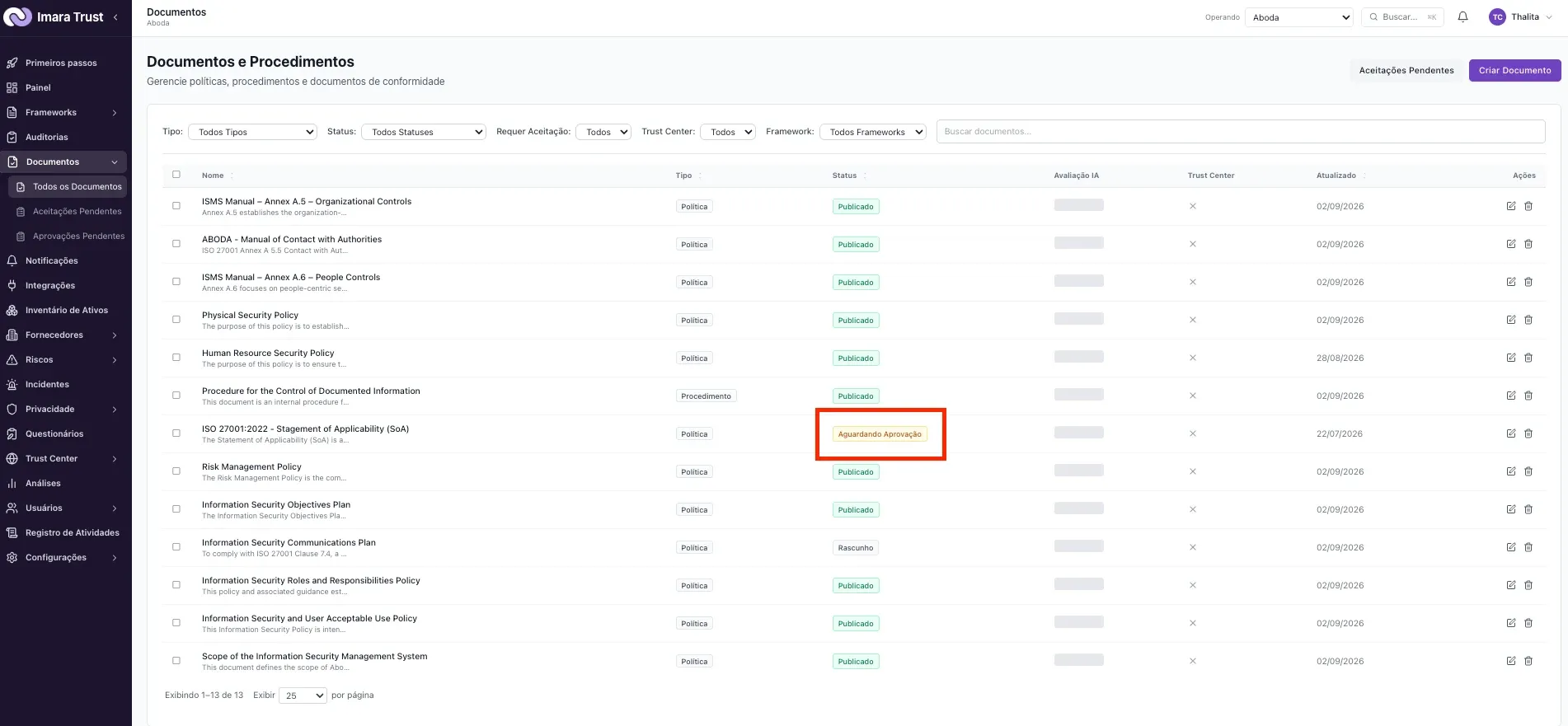 Documentos – Aceite de políticas: como funciona e como acompanhar