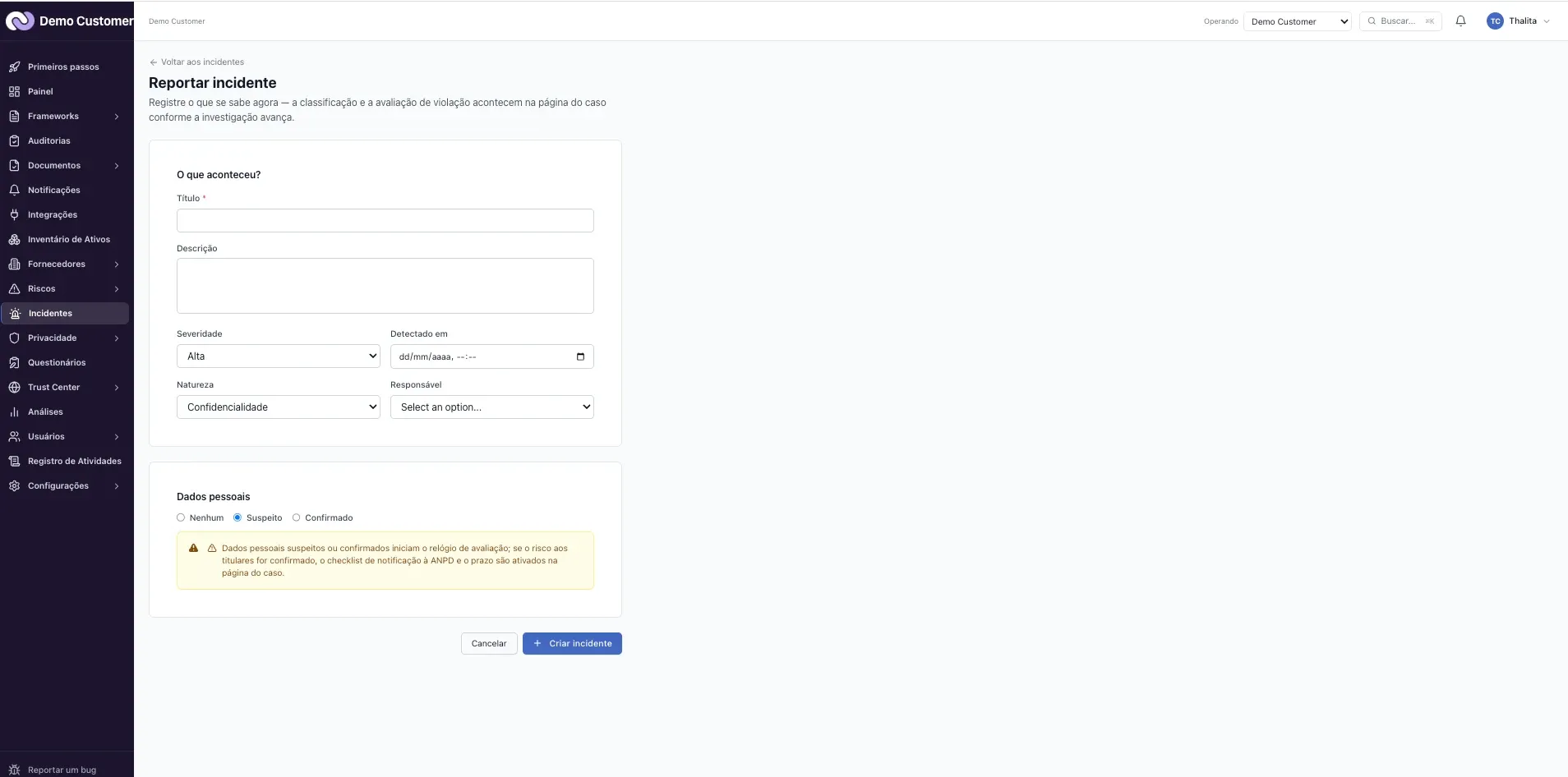 Incidentes – Acompanhar, classificar e encerrar um incidente