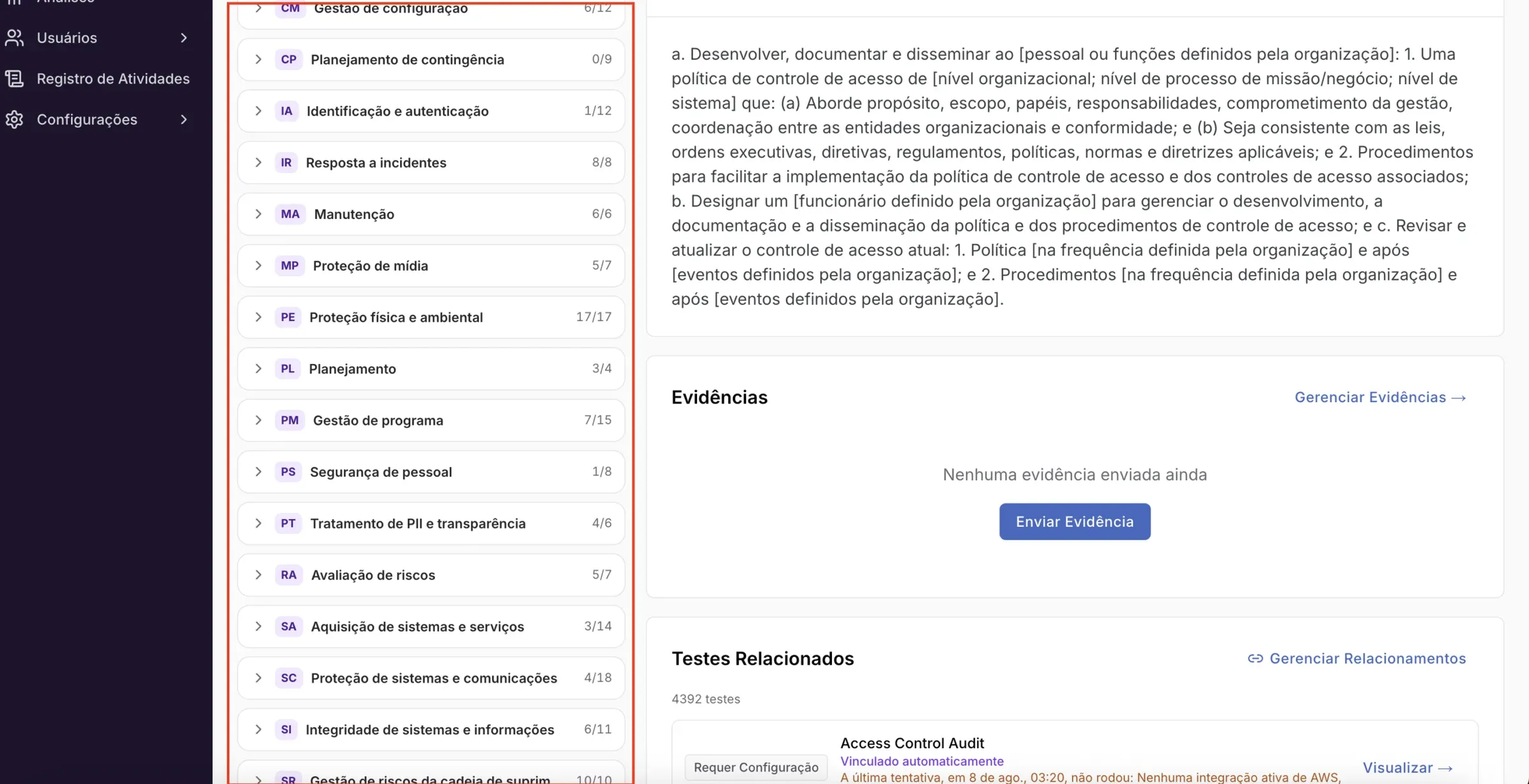 Frameworks – NIST 800-53: o que a plataforma cobre