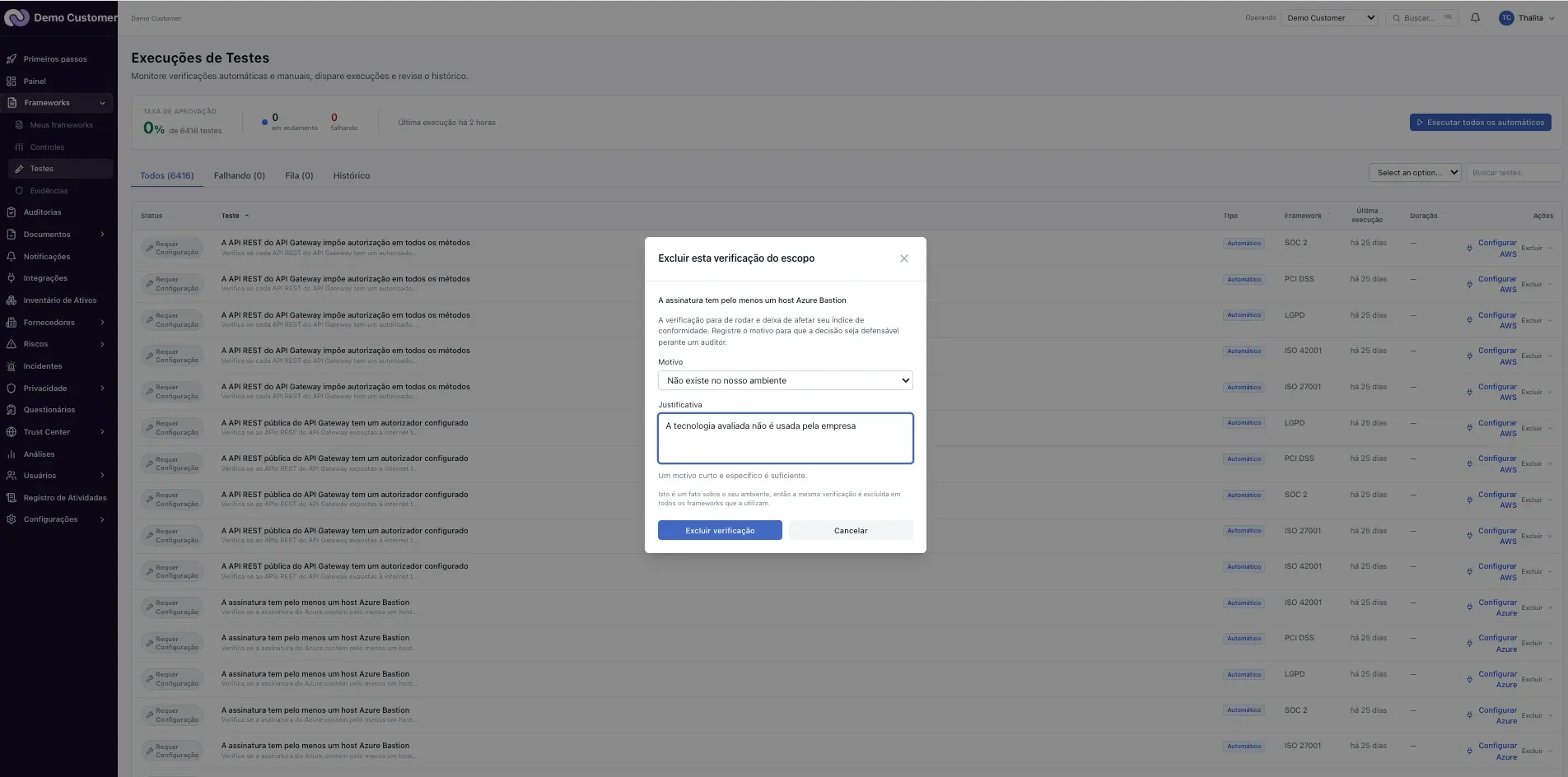 Testes – Como excluir uma verificação que não se aplica