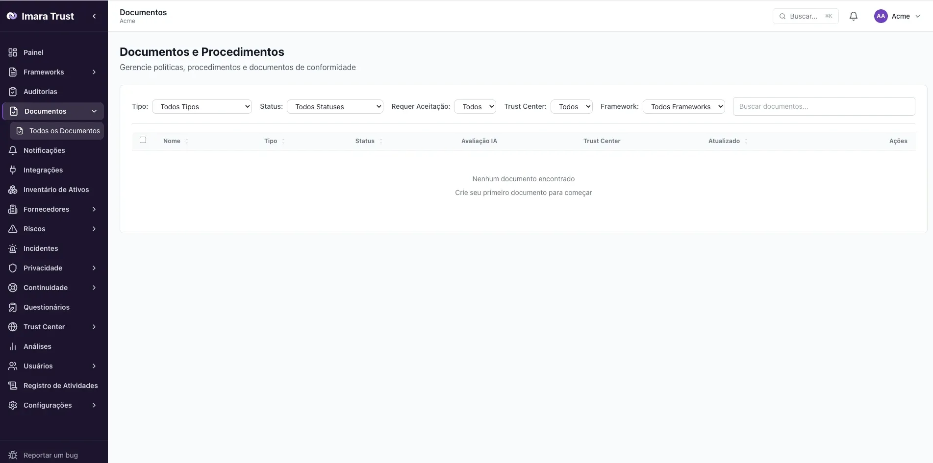 Plataforma – Os três papéis: administrador, membro e auditor