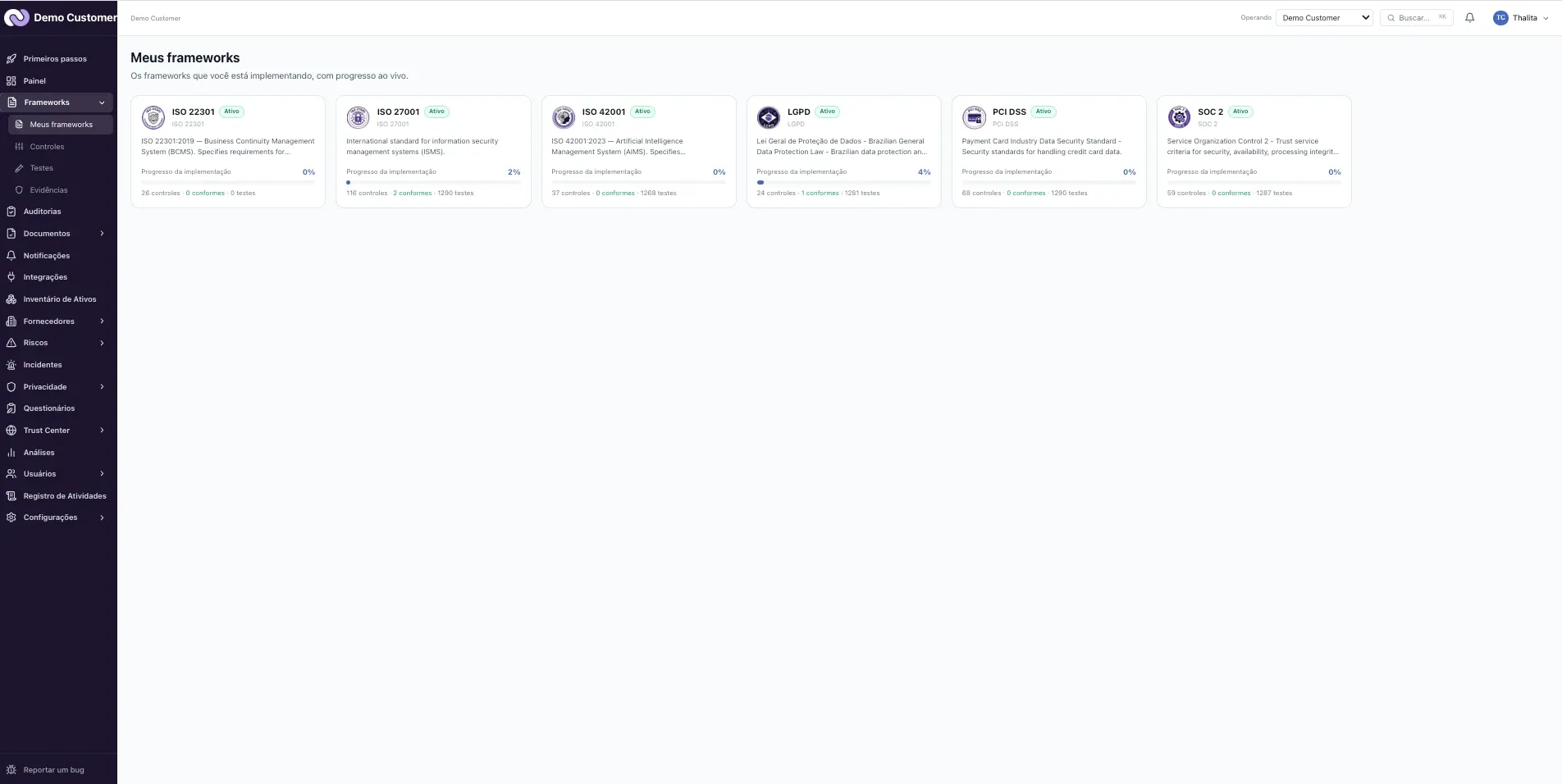 Frameworks – Meus frameworks: acompanhar o progresso