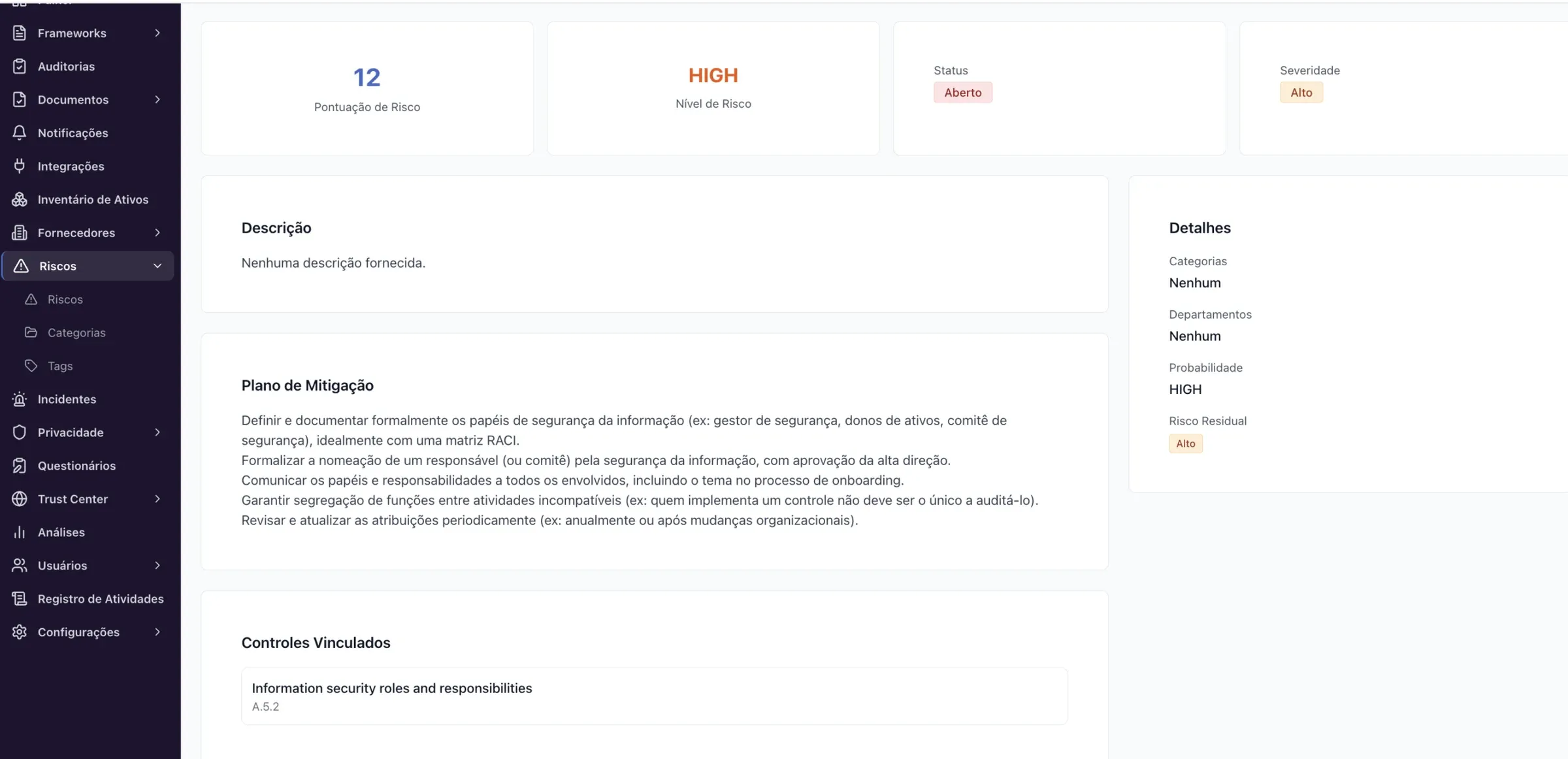 Riscos – Registro de riscos: como ler a matriz e a pontuação