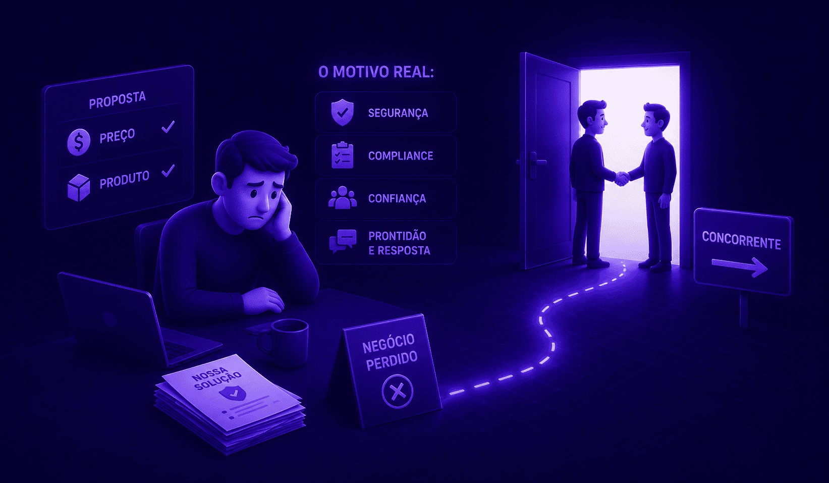 O cliente escolheu o concorrente. O motivo não foi preço nem produto.