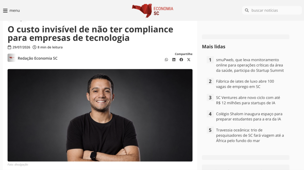 Solon Santos, Head de Operações da Imara é destaque no site EconomiaSC