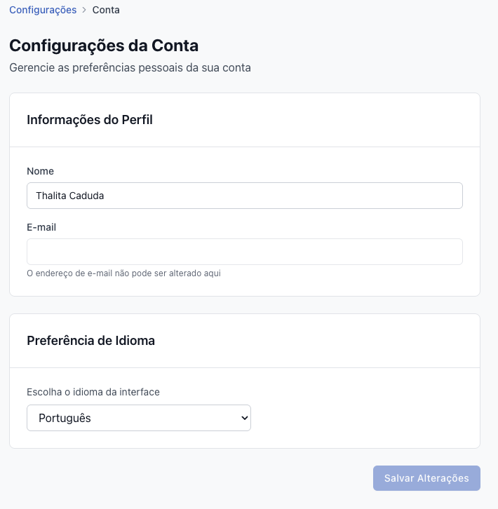 Plataforma – Como trocar o idioma (pt / en / es)