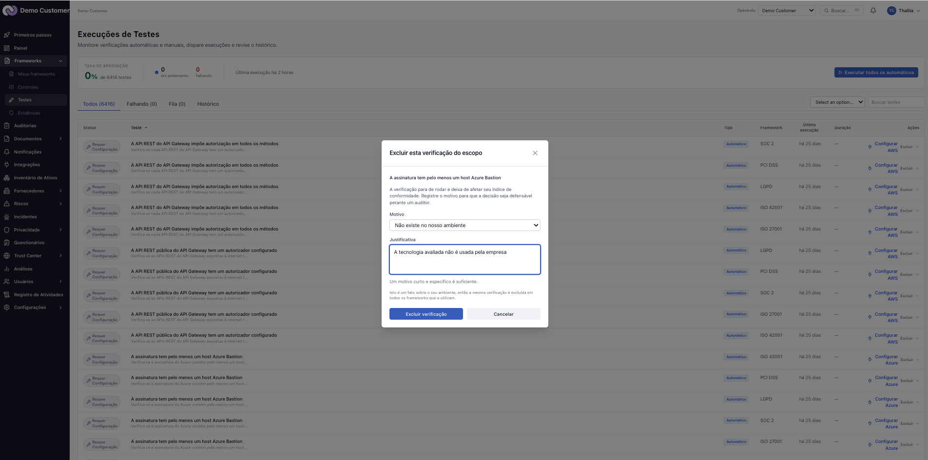 Testes – Como excluir uma verificação que não se aplica