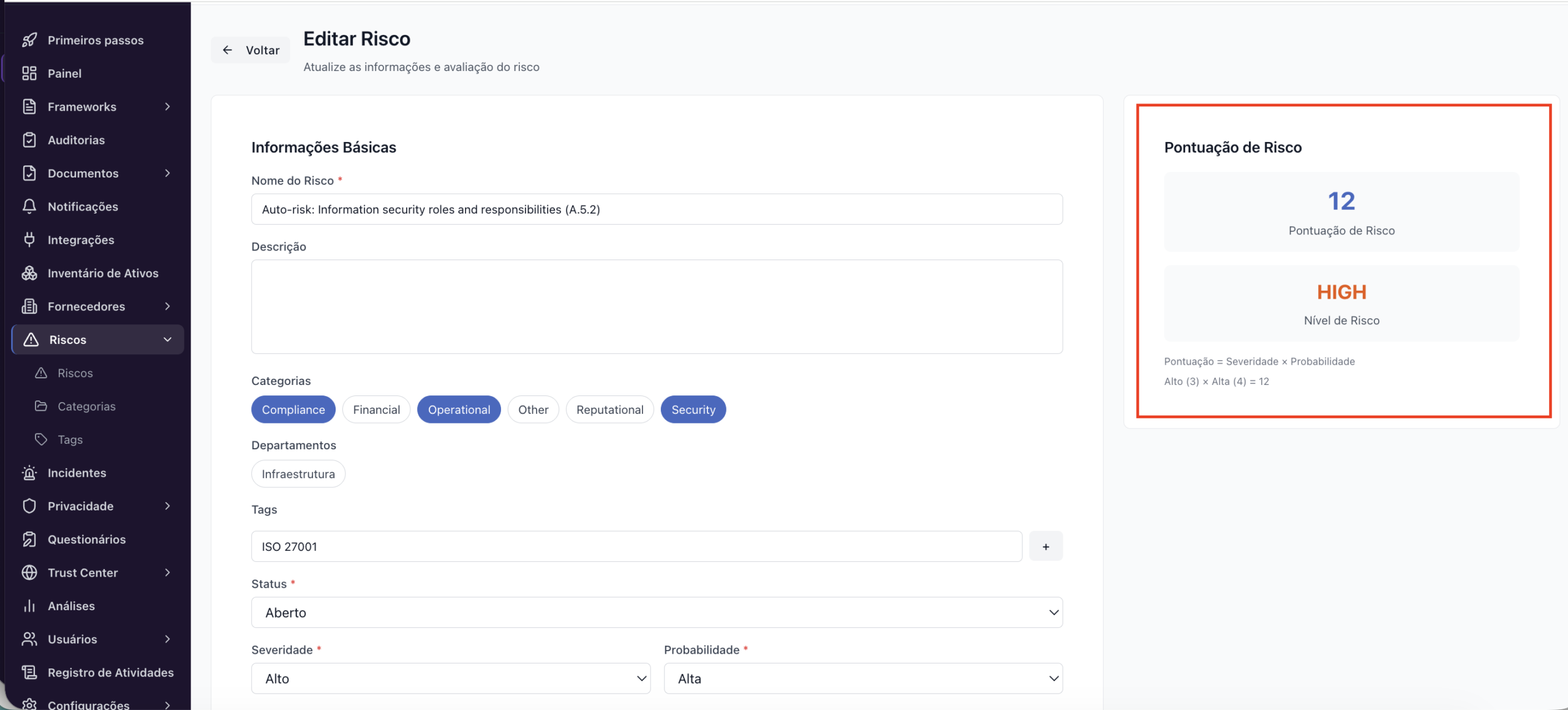 Riscos – Como cadastrar um risco manualmente