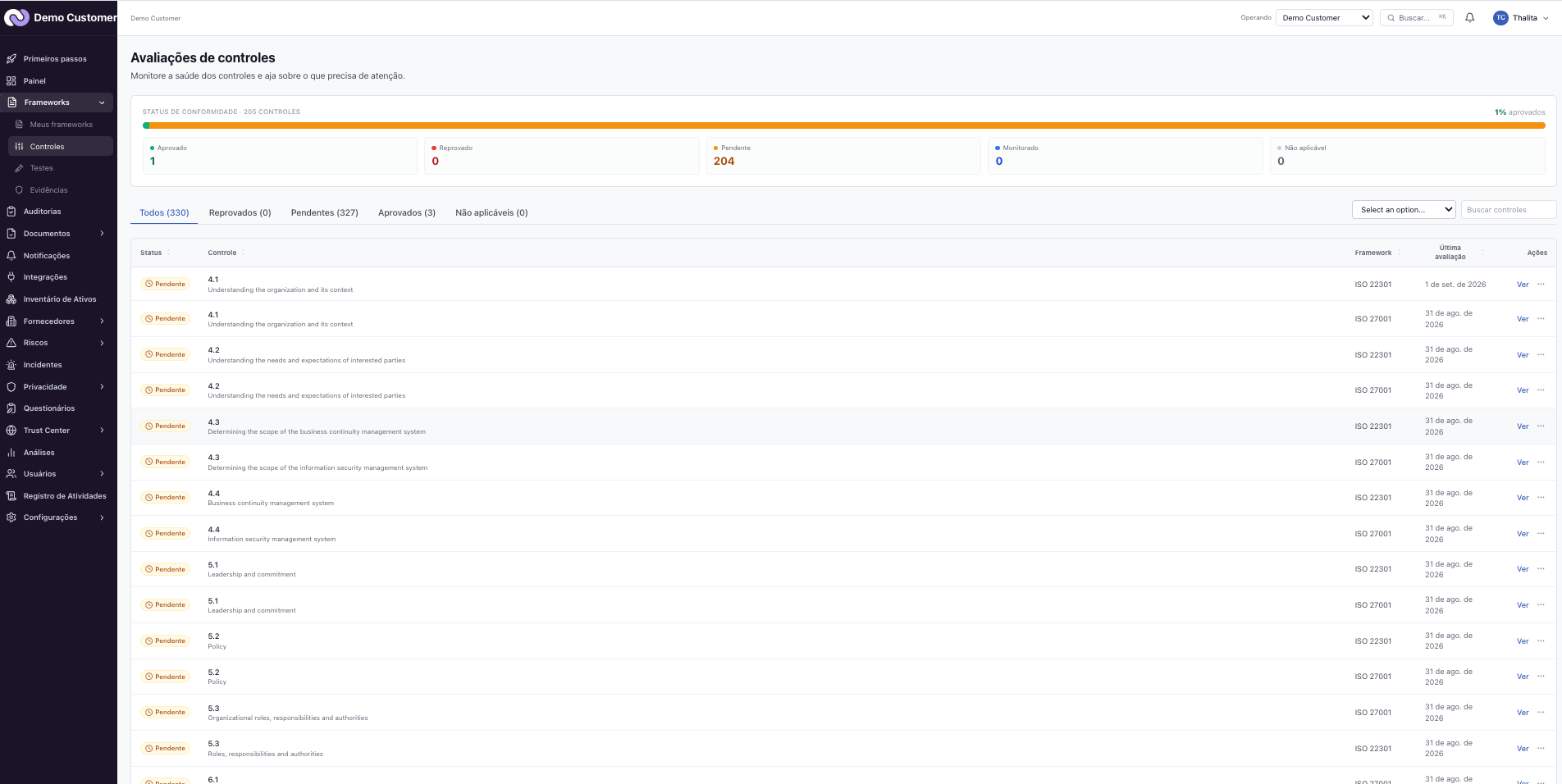 Frameworks – Meus frameworks: acompanhar o progresso