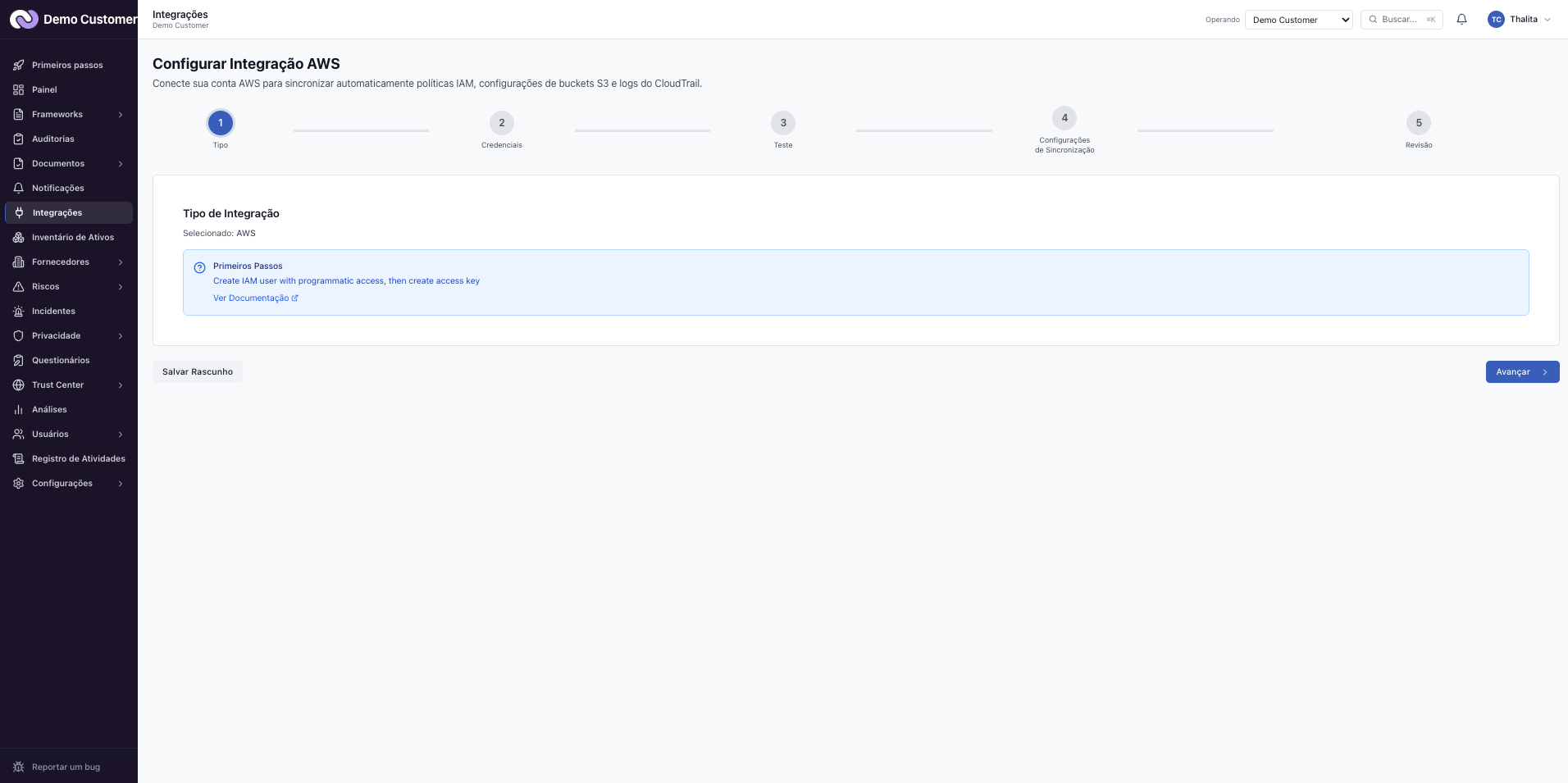 Integrações – Catálogo: conectar, pausar e remover uma integração
