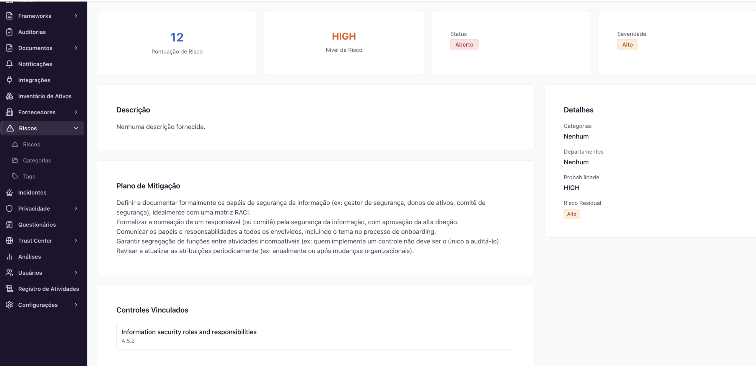 Riscos – Registro de riscos: como ler a matriz e a pontuação