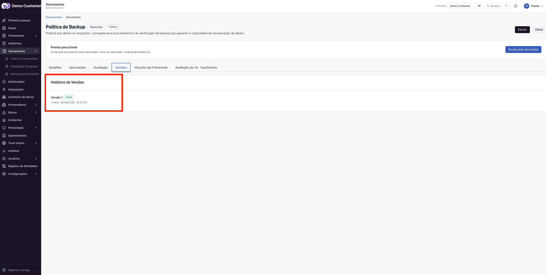Documentos – Editor, versões e arquivos