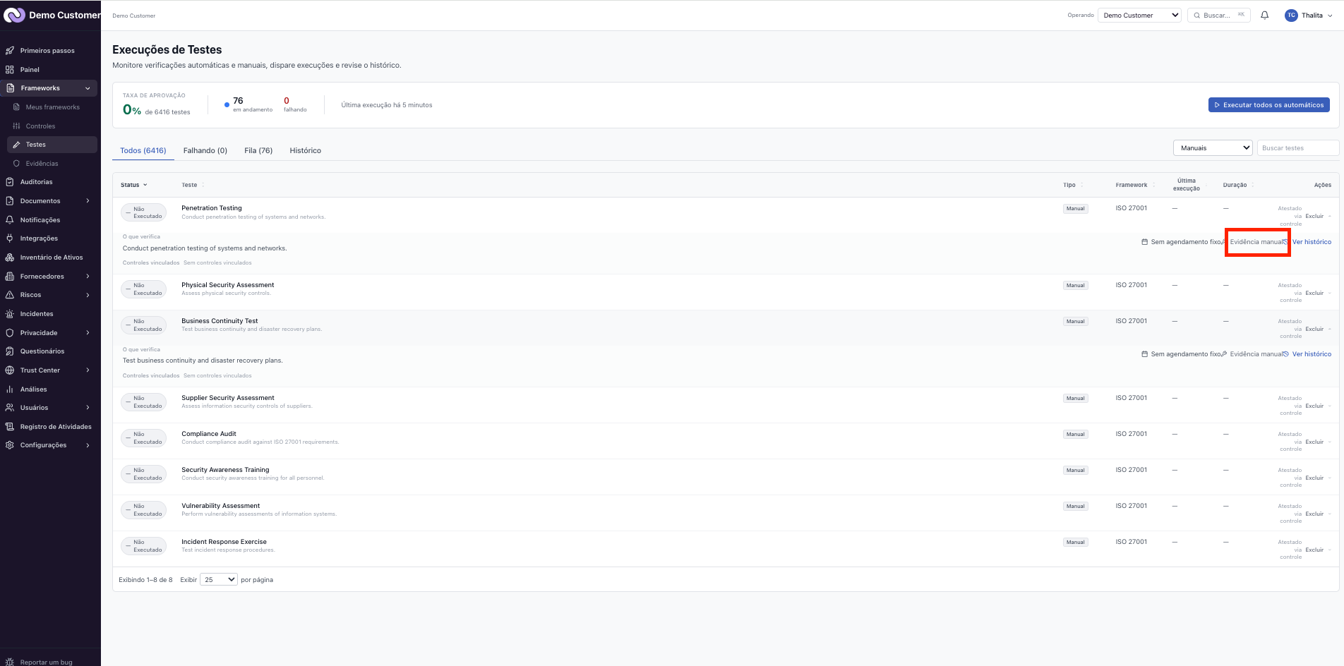 Testes – Teste em "Requer configuração": como destravar
